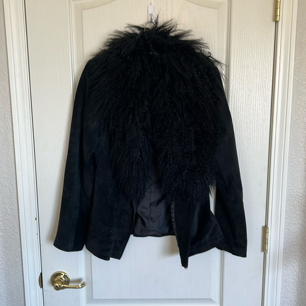 Vintage Charlette Russe 100% leather jacket and 100% lamb fur collar